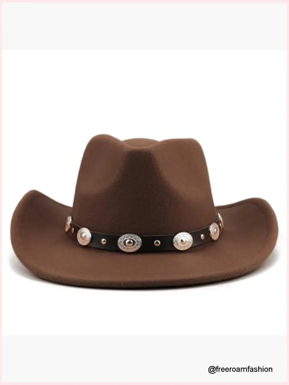 Classic Felt Wide Brim Cowboy Hat with Belt Buckle Unisex
